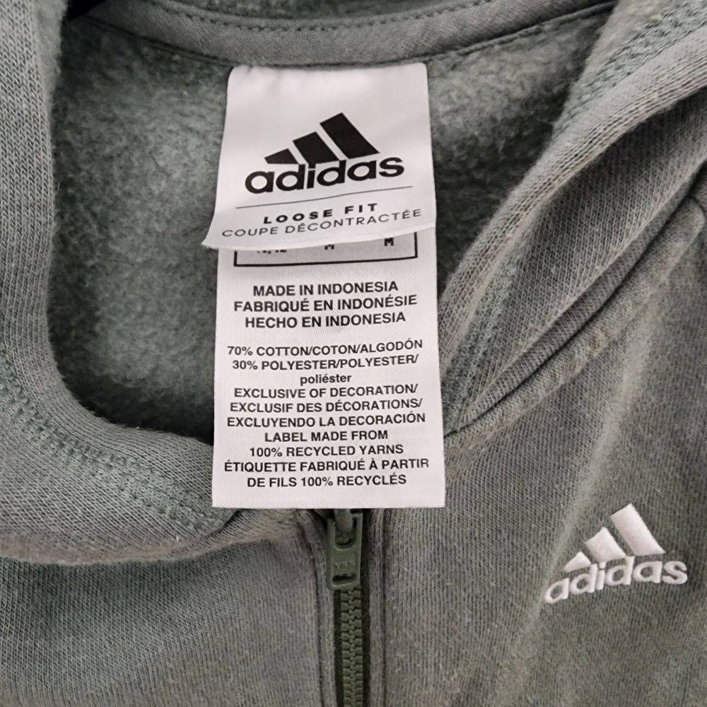 Adidas Loose Fit Full Zip Athletic Jacket Size 10/12 - Picture 4 of 5